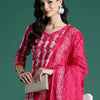 Dhiyona IE Ethnic Motifs Printed Pure Cotton Kurta With Trousers & Dupatta