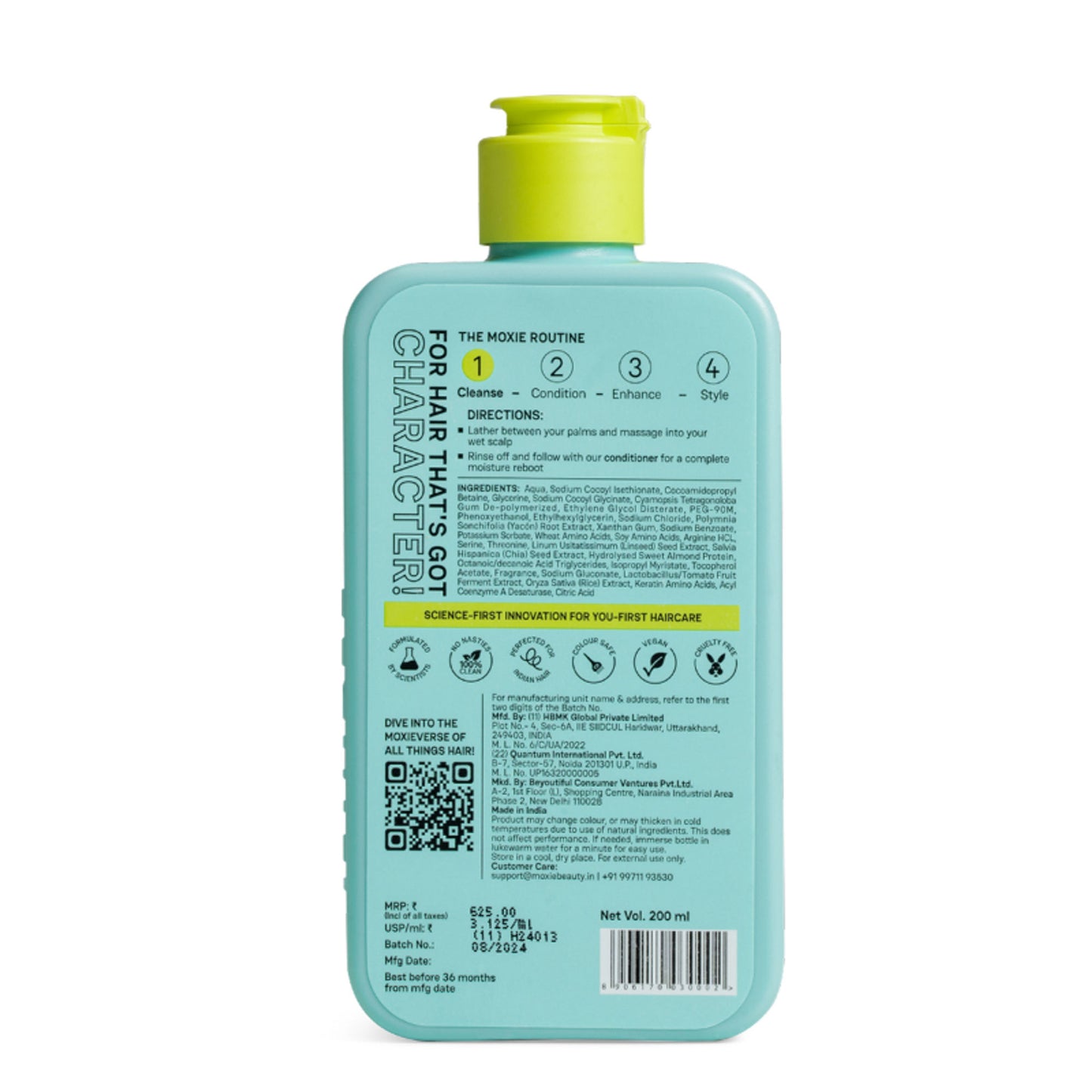 Moxie Beauty Gentle Cleansing Sulphate Free Shampoo For Dry & Frizzy Hair