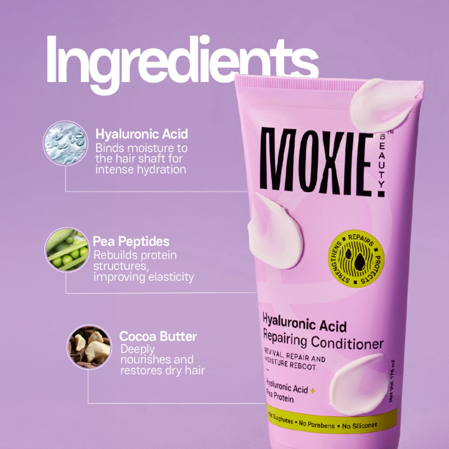 Moxie Beauty Hyaluronic Acid Repairing Conditioner for Dry & Damaged Hair