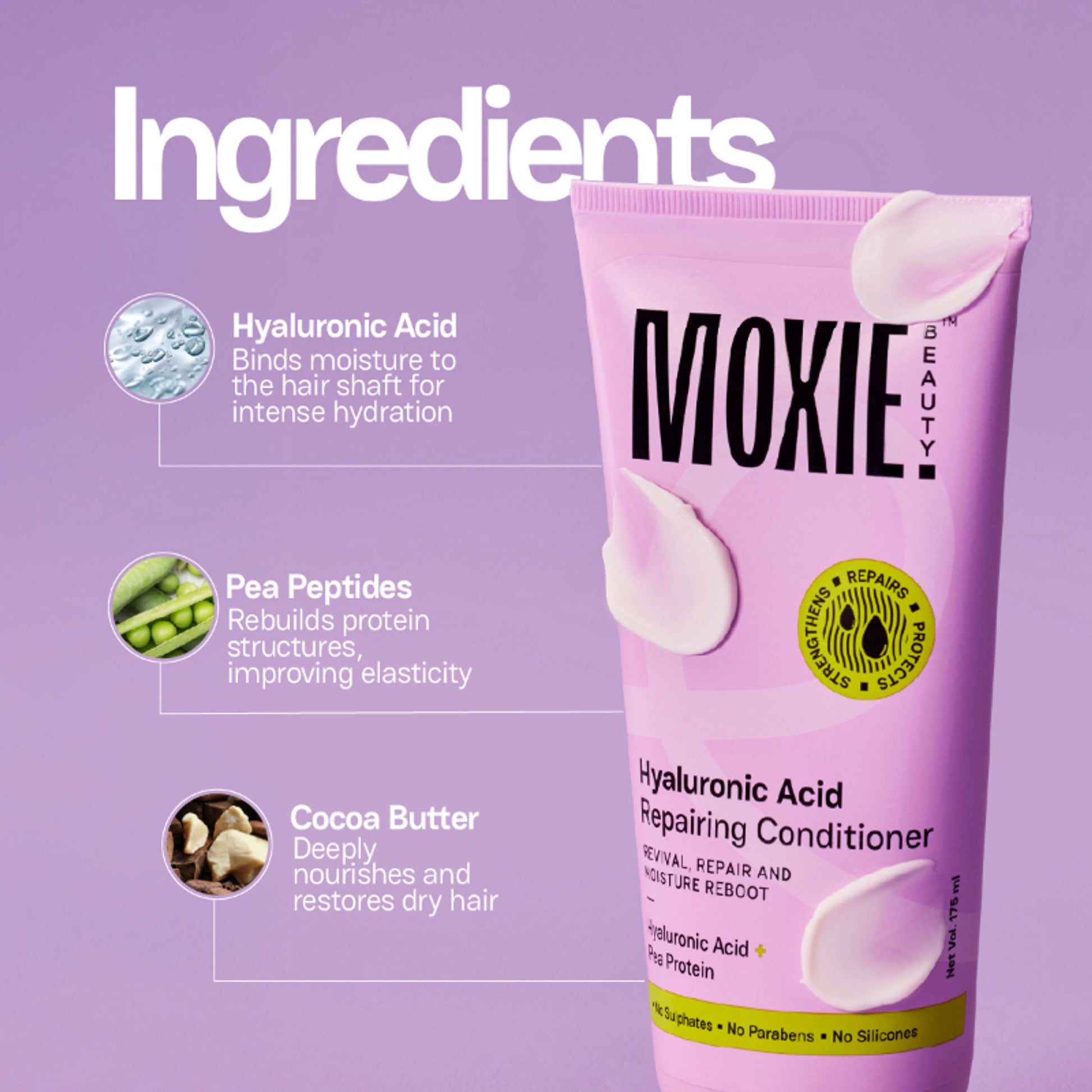 Moxie Beauty Hyaluronic Acid Repairing Conditioner for Dry & Damaged Hair