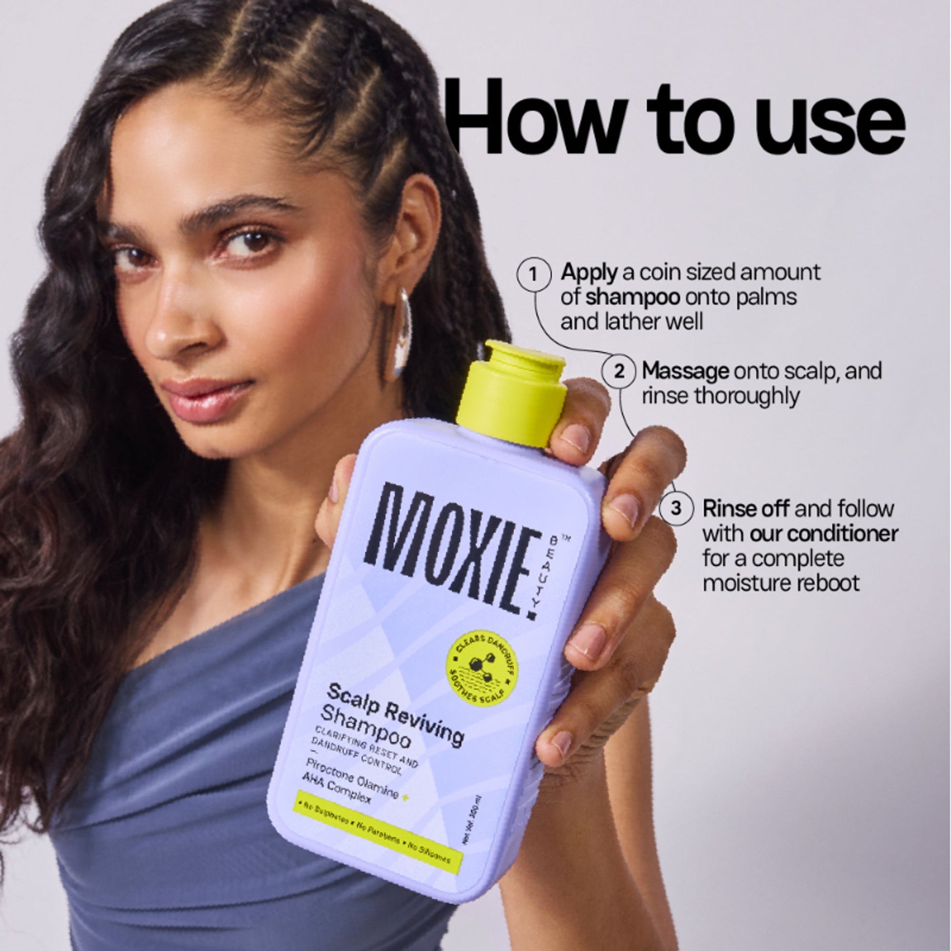Moxie Beauty Scalp Reviving Anti-Dandruff Shampoo with AHA-BHA Complex