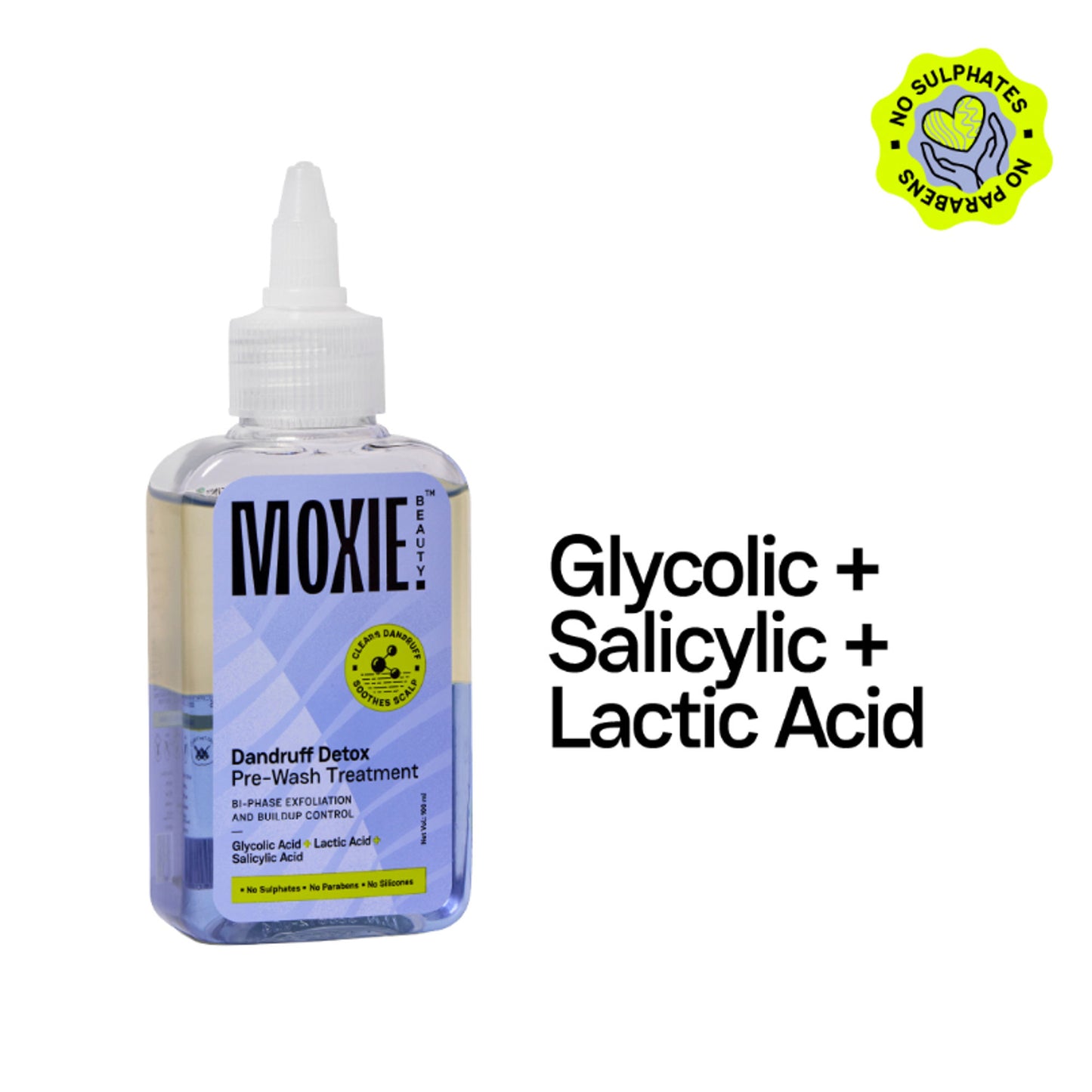 Moxie Beauty Anti-Dandruff Pre-wash Treatment with AHA-BHA Complex for Flake-Free, Refreshed Scalp