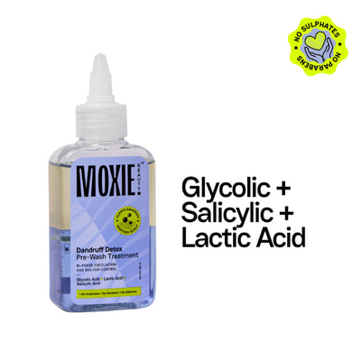Moxie Beauty Anti-Dandruff Pre-wash Treatment with AHA-BHA Complex for Flake-Free, Refreshed Scalp