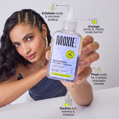 Moxie Beauty Anti-Dandruff Pre-wash Treatment with AHA-BHA Complex for Flake-Free, Refreshed Scalp