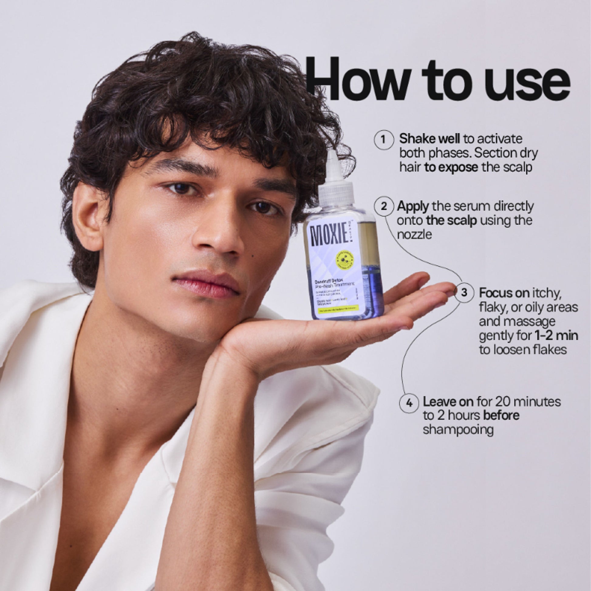 Moxie Beauty Anti-Dandruff Pre-wash Treatment with AHA-BHA Complex for Flake-Free, Refreshed Scalp