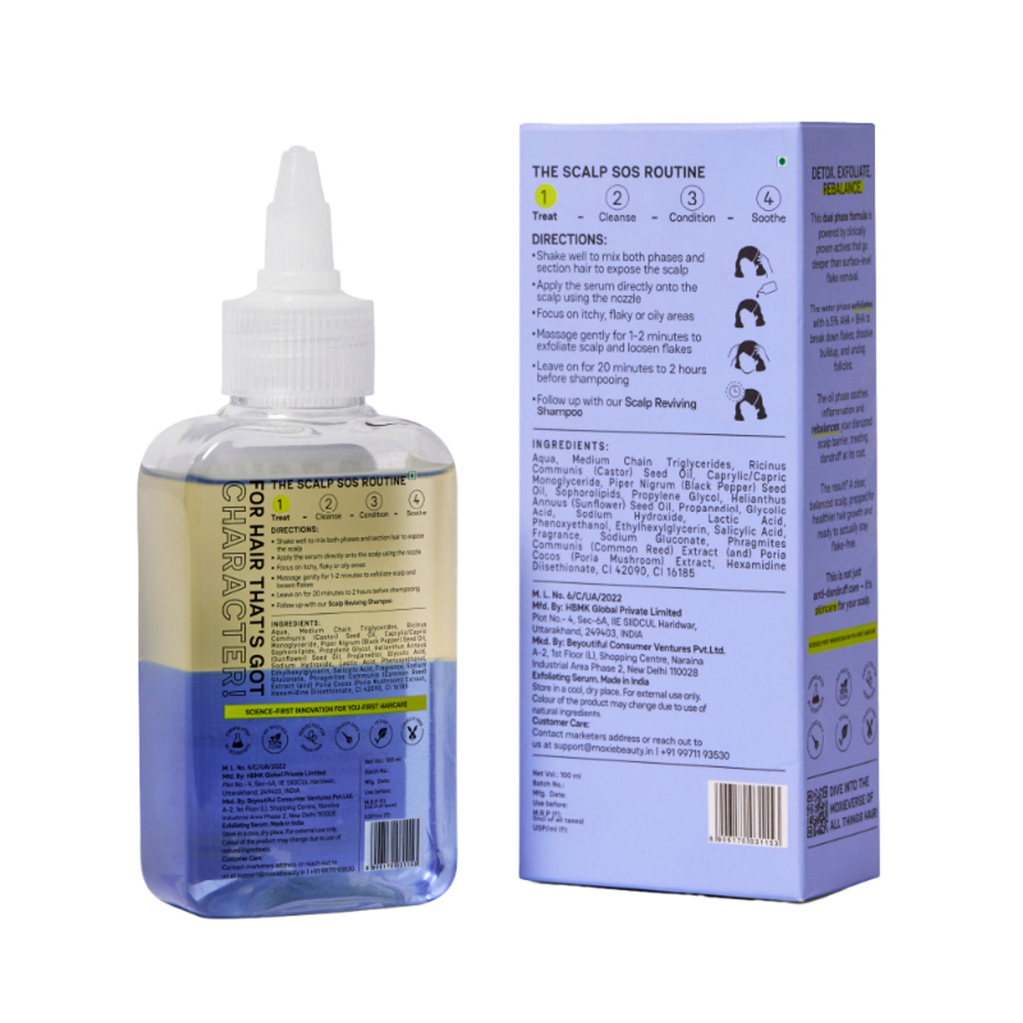 Moxie Beauty Anti-Dandruff Pre-wash Treatment with AHA-BHA Complex for Flake-Free, Refreshed Scalp