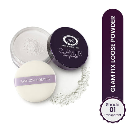 FASHION COLOUR Glam Fix Loose Powder For Face Makeup - Transparent