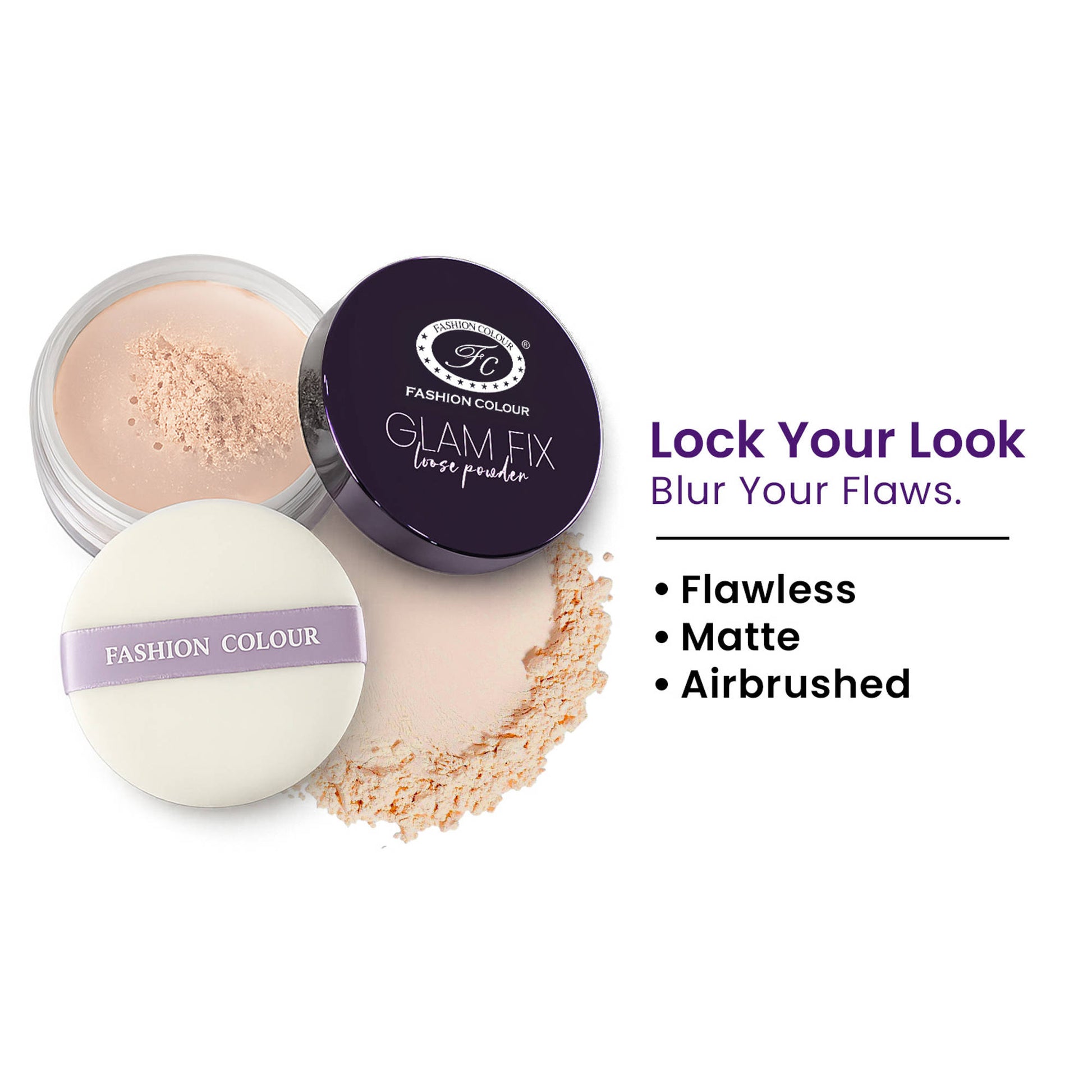 FASHION COLOUR Glam Fix Loose Powder For Face Makeup - Warm Chestnut