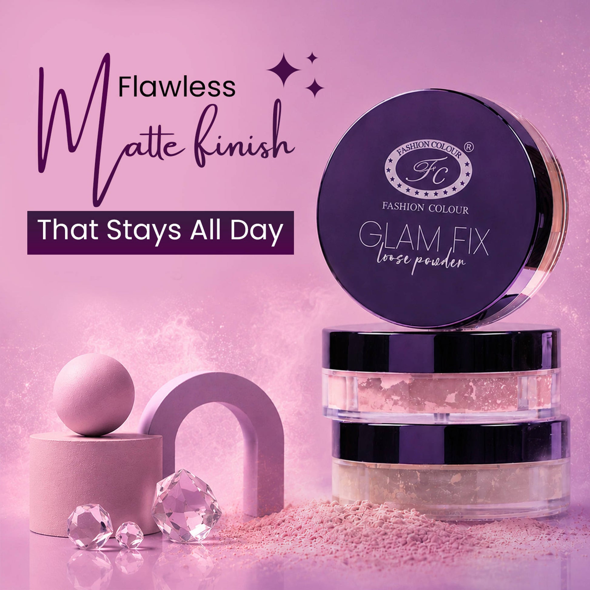 FASHION COLOUR Glam Fix Loose Powder For Face Makeup - Warm Chestnut