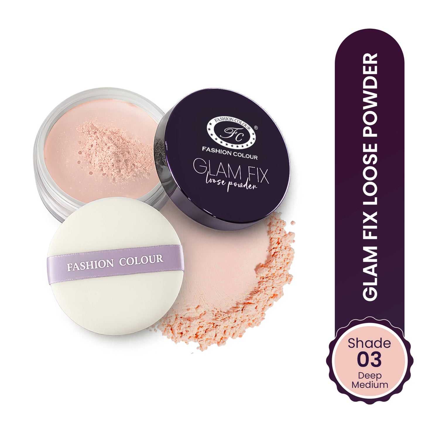 FASHION COLOUR Glam Fix Loose Powder For Face Makeup - Deep Medium