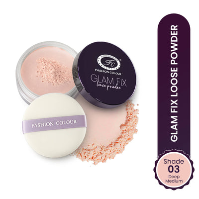 FASHION COLOUR Glam Fix Loose Powder For Face Makeup - Deep Medium