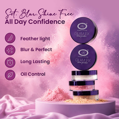 FASHION COLOUR Glam Fix Loose Powder For Face Makeup - Deep Medium