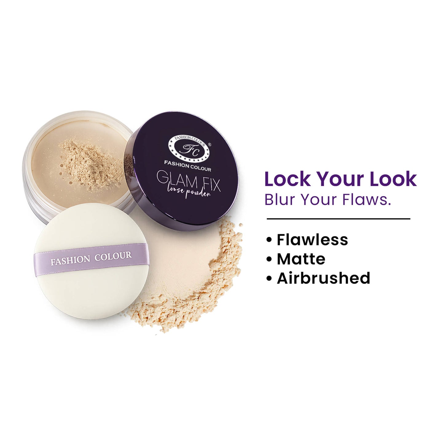 FASHION COLOUR Glam Fix Loose Powder For Face Makeup - Soft Sand