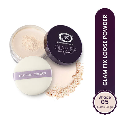 FASHION COLOUR Glam Fix Loose Powder For Face Makeup - Sunny Beige