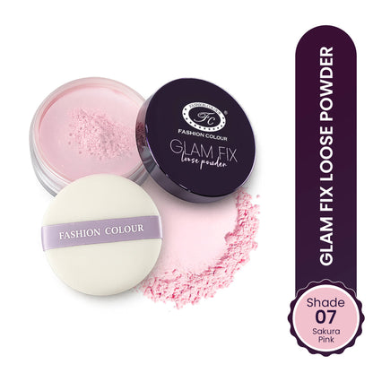 FASHION COLOUR Glam Fix Loose Powder For Face Makeup - Sakura Pink