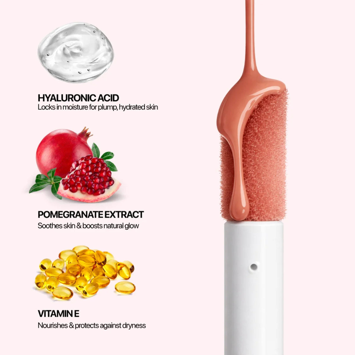 IRIS COSMETICS Oh! She Blushes Liquid Blush in Warm Brown, swatched on skin showing smooth, pigmented liquid blush texture