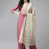 Dhiyona IE Pink & Off White Ethnic Mottifs Yoke Design Kurta with Palazzos & Dupatta