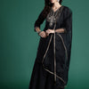 Dhiyona IE Ethnic Motifs Zari Embroidered Liva Kurta With Sharara & Dupatta