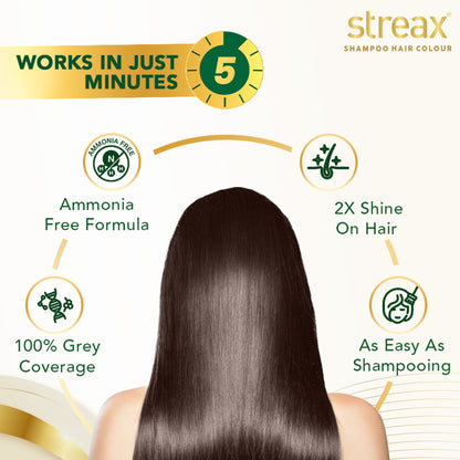 Streax Insta Shampoo Hair Colour - 1Dark Brown