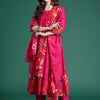 Dhiyona IE Floral Printed Beads & Stones Pure Cotton Kurta With Trousers & Dupatta