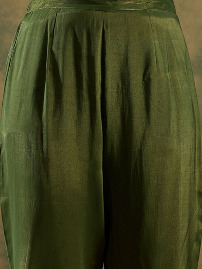 Ethnic Motifs Zari Embroidered Kurta with Trouser & Dupatta