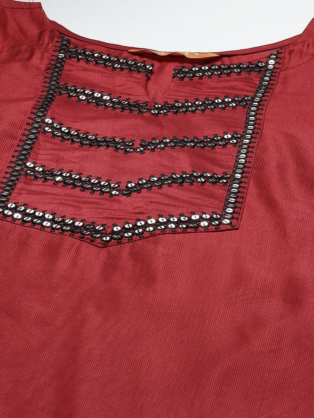Indyancart IE Women Red & Black Kurta with Trousers & With Dupatta