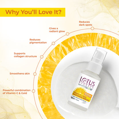 Lotus Herbals WhiteGlow Vitamin C + Gold Radiance Face Serum For Dark Spots, Dull & Uneven Skin Tone