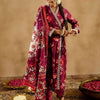 Indyancart IE Floral Printed Angrakha Mirror Work Pure Cotton Kurta With Trousers & Dupatta