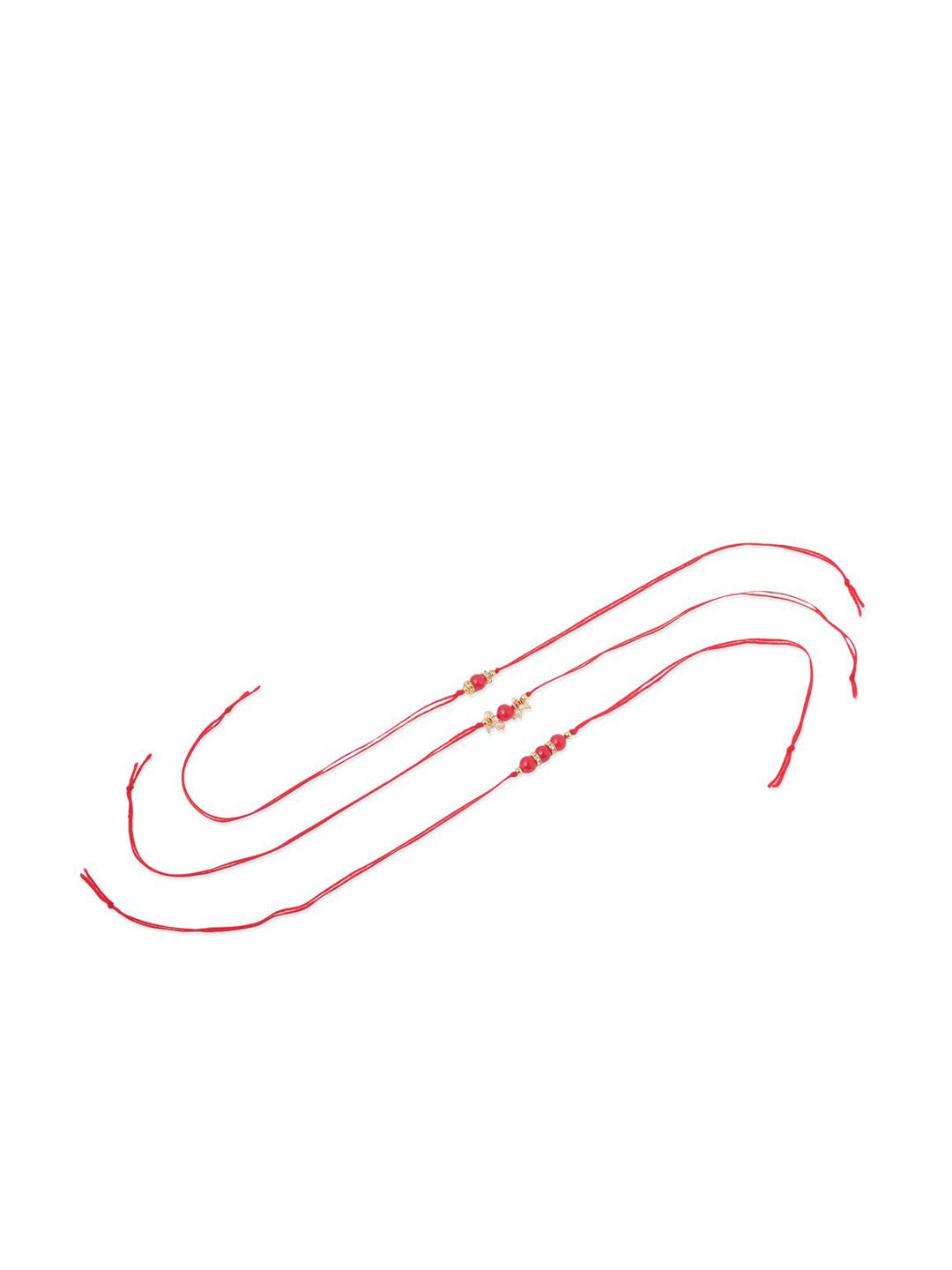 Anouk Men Set Of 3 Red Artificial Beads & Pearls Thread Rakhi