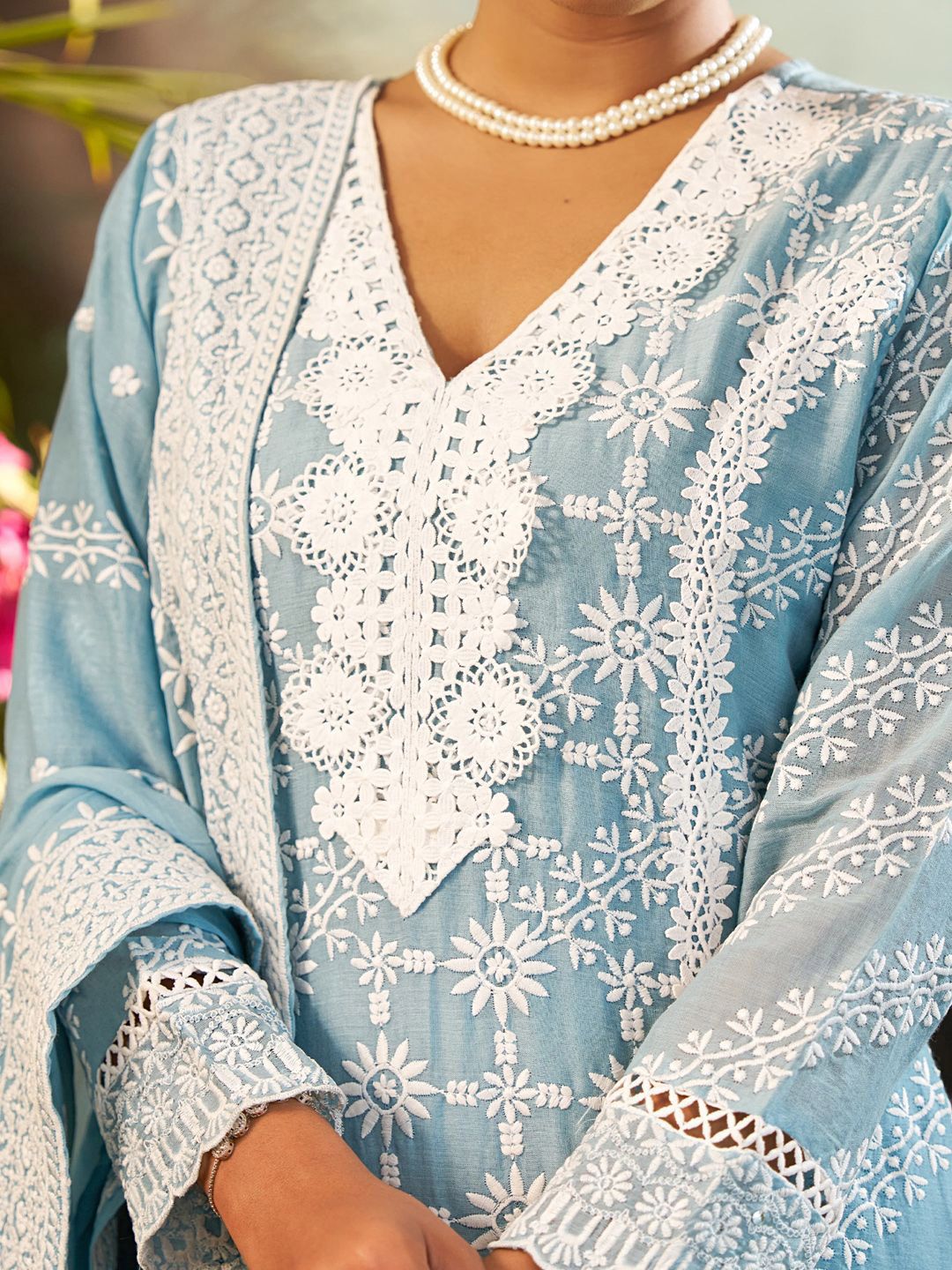 Women Ethnic Motifs Embroidered Cotton Kurta with Trousers & Dupatta