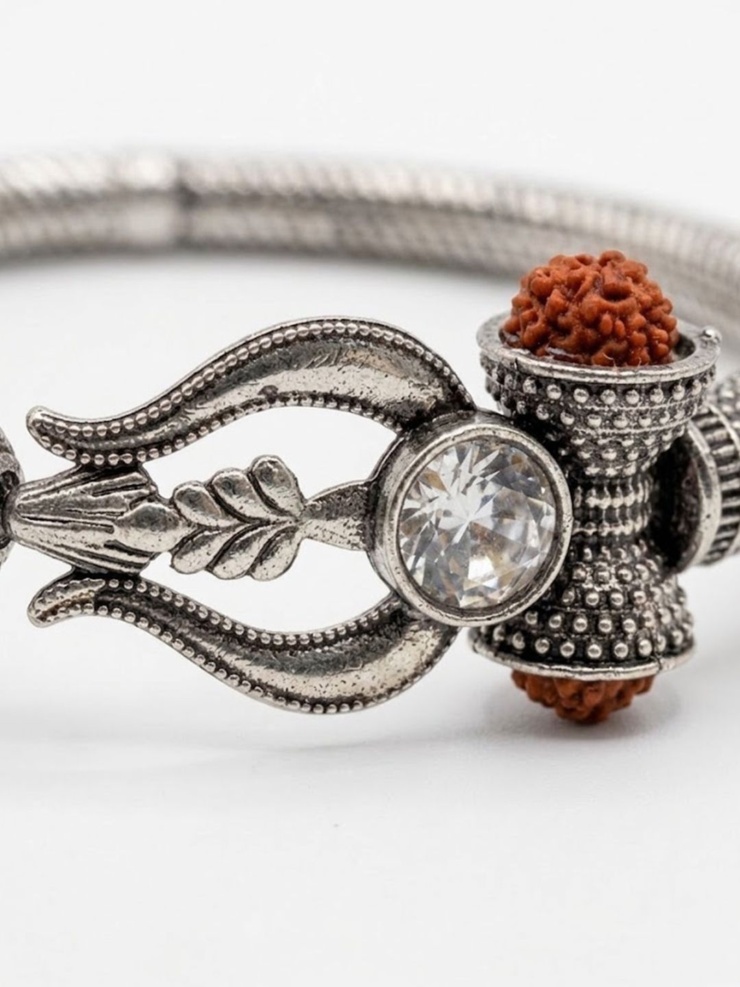 Anouk Silver Plated Trishool Design Rudraksh Rakhi Bracelet