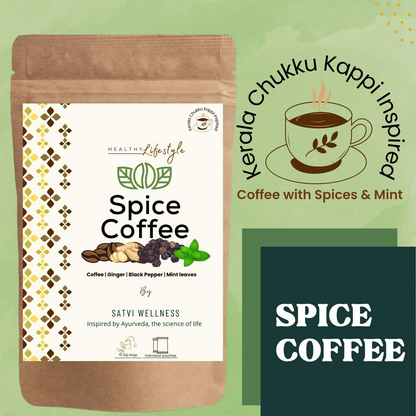 Satvi Wellness Chukkukappi With Mint Spice Coffee With Ginger, Black Pepper In Biodegradable Tea Bags | Spice and Mint Coffee | Herbal Infusions