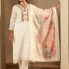 Indyancart IE Floral Embroidered Regular Mirror Work Pure Cotton Kurta With Trousers & Dupatta