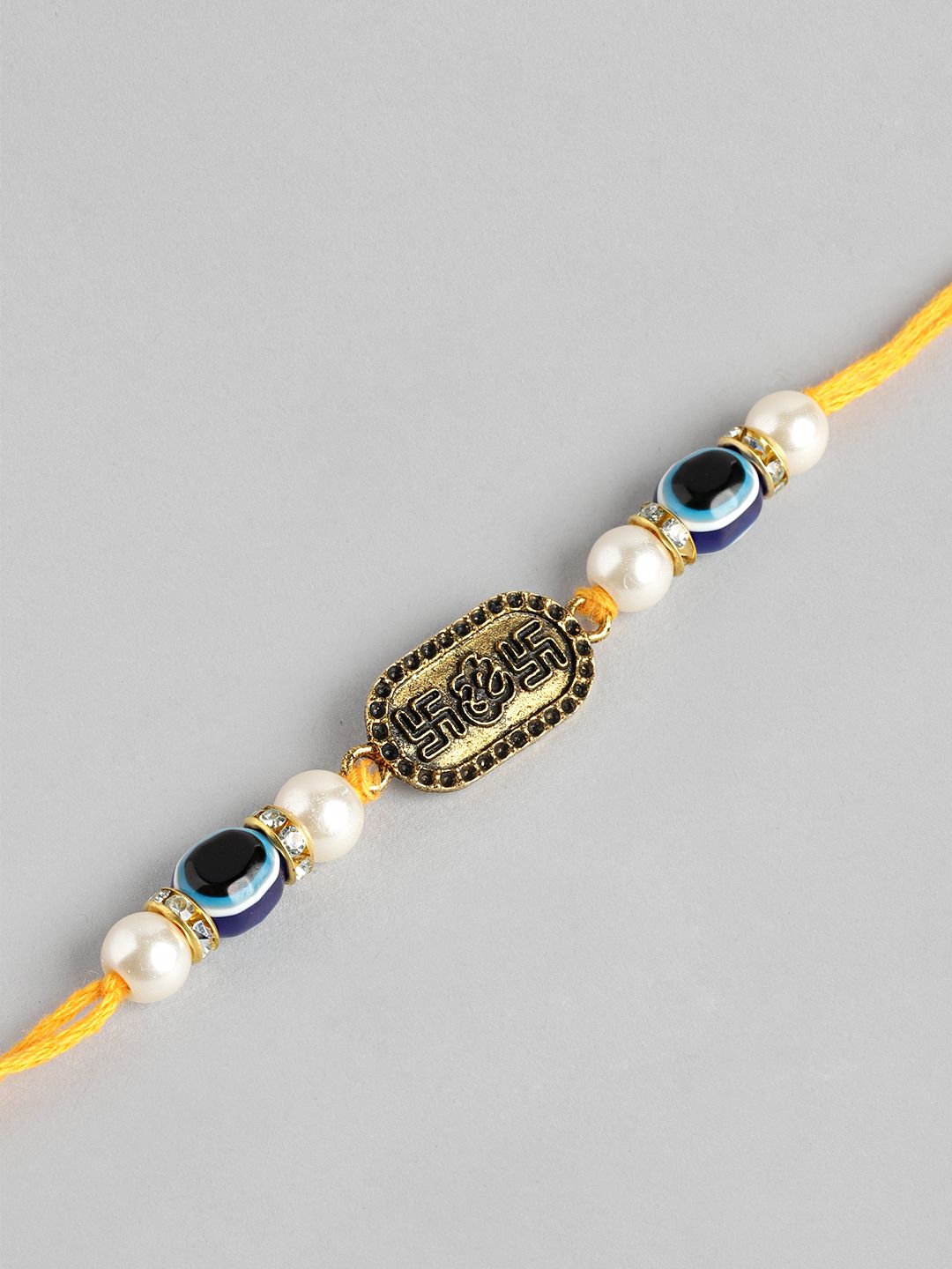 Anouk Unisex Set of 2 Beaded Bhai Bhabhi Rakhis With Roli & Chawal