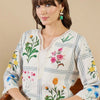 Indyancart IE Women Floral Printed Regular Linen Kurta with Trousers