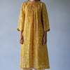 Women's Mustard Yellow and Beige Bemberg Silk Printed Co-ord Set