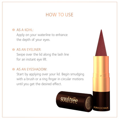SoulTree Ratnavalli Jewel Kohl Kajal in Padama Raga packaging, featuring sleek black pencil eyeliner with gold accents.