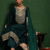 Dhiyona VA Women'sFloral Embroidered Cotton Silk Zari Work Straight Kurta With Trousers & Dupatta