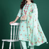 Dhiyona IE Floral Embroidered Thread Work Linen Kurta with Trousers & With Dupatta