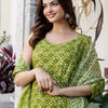 Dhiyona IE Floral Printed V-Neck Pure Cotton Straight Kurta With Trouser And Dupatta