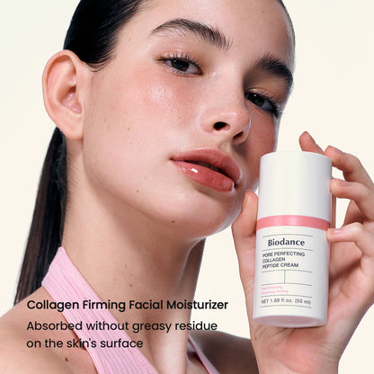 Biodance Pore Perfecting Collagen Peptide Cream jar with smooth, lightweight texture and fresh, hydrating appearance.