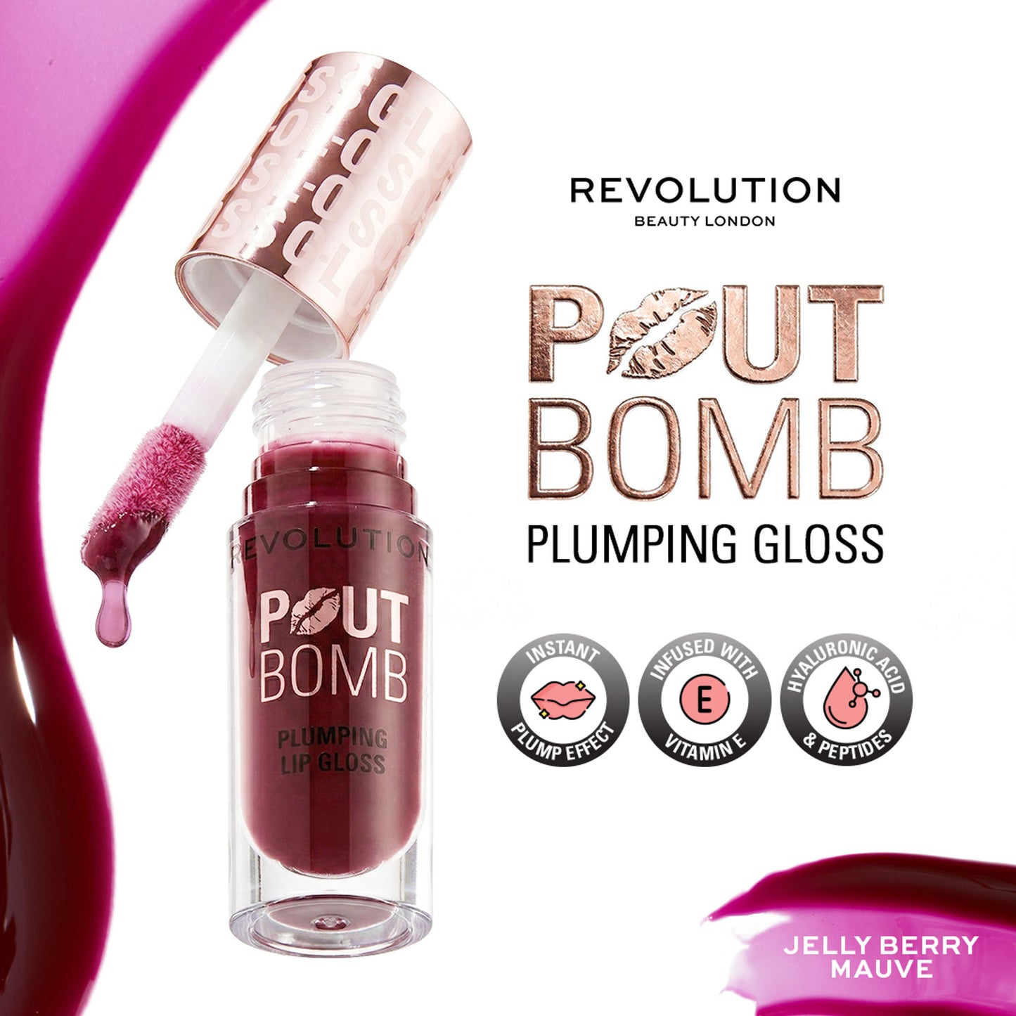 Makeup Revolution Pout Bomb Plumping Gloss - Jelly Berry Mauve