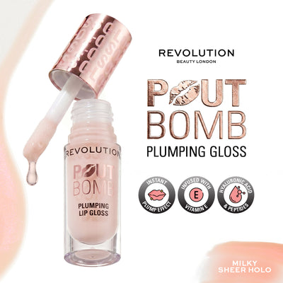 Makeup Revolution Pout Bomb Plumping Gloss - Milky Sheer Holo