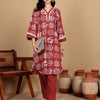 Dhiyona VA Women'sGeometric Printed V-Neck Straight Kurta With Trousers