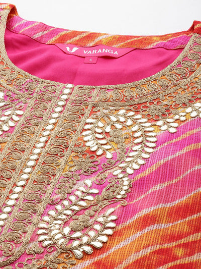 Indyancart VA Women's Dyed Regular Thread Work Kurta with Trousers & With Dupatta
