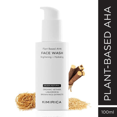 Kimirica Face Wash For Bright & Hydrated Skin With Plant Powered Aha & Vitamin E, Dry To Normal Skin