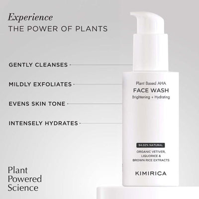 Kimirica Face Wash For Bright & Hydrated Skin With Plant Powered Aha & Vitamin E, Dry To Normal Skin