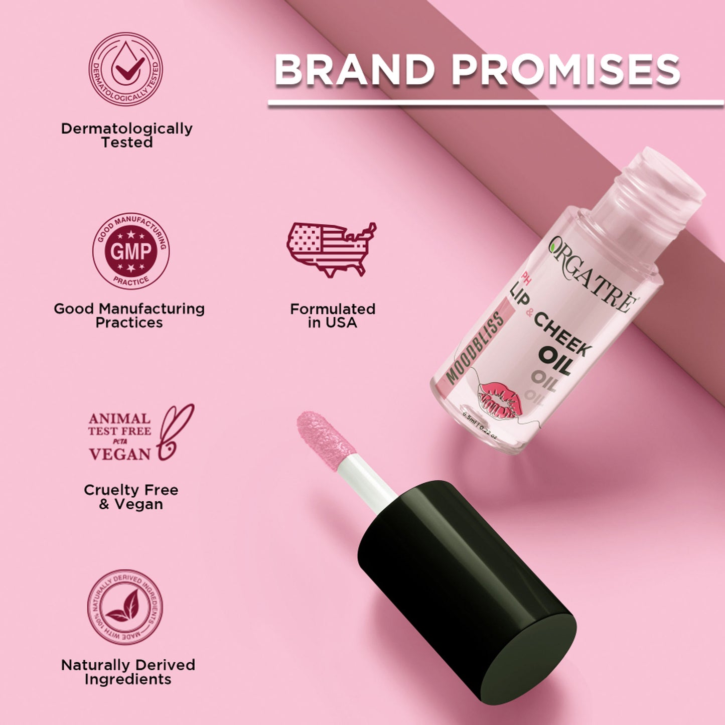 Orgatre Lip & Cheek Oil | pH-Activated Tint, Multi-Use Hydrating Oil for Soft, Dewy Glow