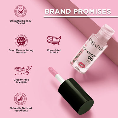 Orgatre Lip & Cheek Oil | pH-Activated Tint, Multi-Use Hydrating Oil for Soft, Dewy Glow