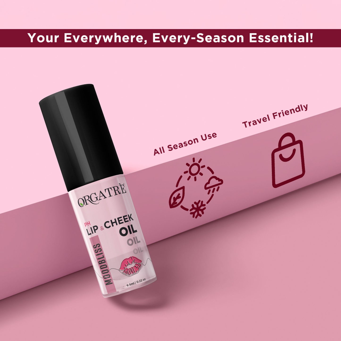 Orgatre Lip & Cheek Oil | pH-Activated Tint, Multi-Use Hydrating Oil for Soft, Dewy Glow